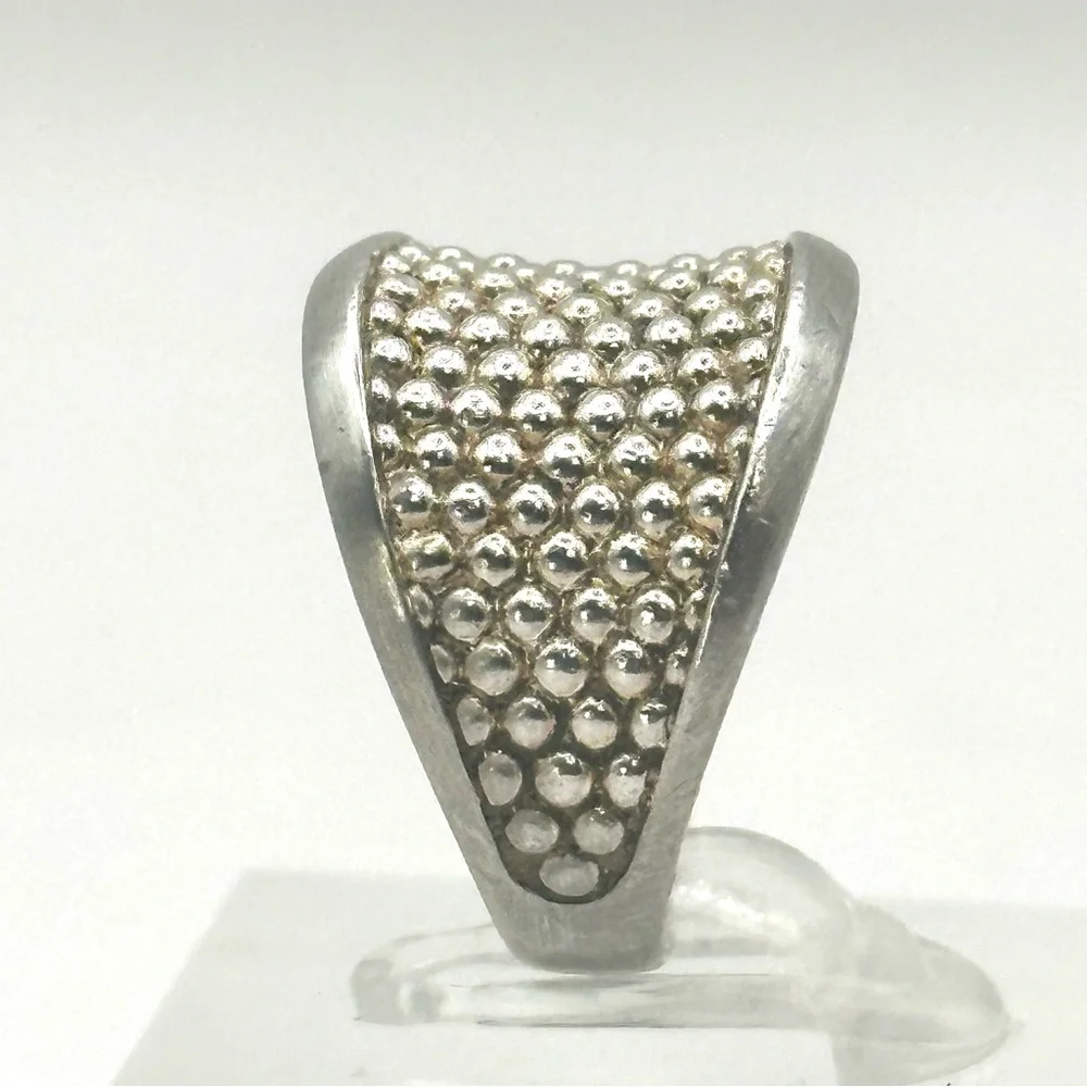 Lagos Signature Caviar Sterling Silver Beaded Concave Ring Size 7